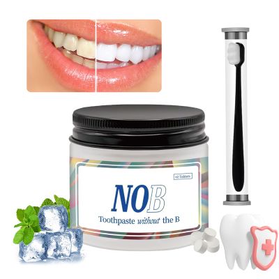 Nobs Chewable Toothpaste Tablets - Natural Minty Fresh Paste Tabs, Fluoride Free, Remineralizing Nano Hydroxyapatite