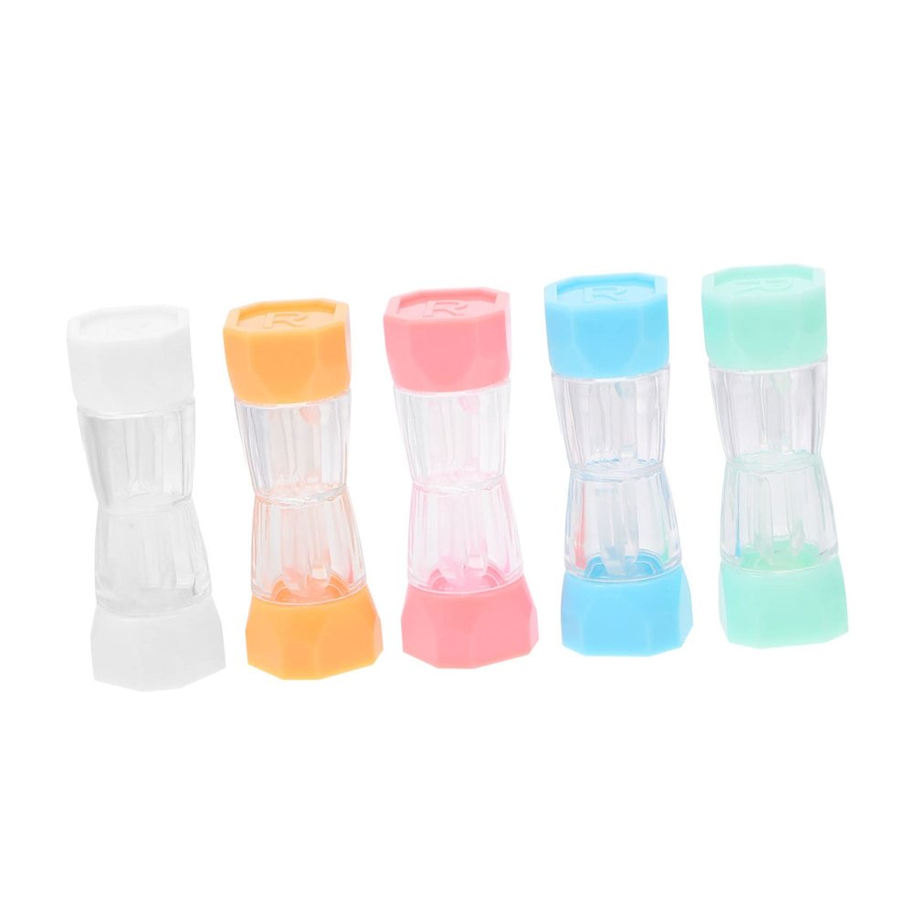 Anneome 5Pcs Portable Lens Case Holder Plastic Storage Case for Contact Lenses, Lenses Organiser Box for Travel Trip Work