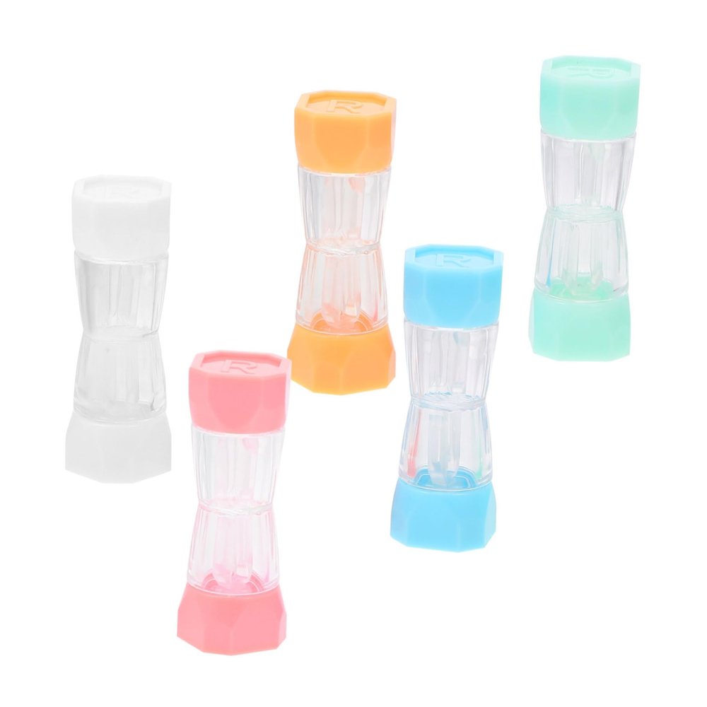 COLLBATH Contact Lens Storage Box Set 5pcs Plastic Lens Holder Organizer Portable Travel Case with Mixed Colors for Daily Use and Contact Lenses Care Random Color