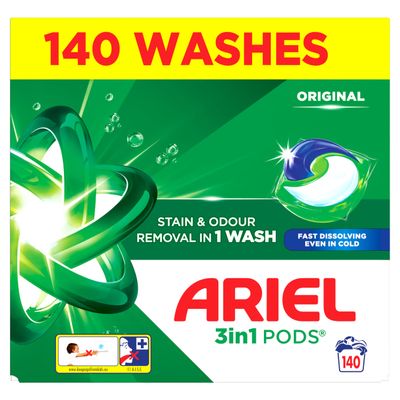 Ariel All in One Pods, 140 Wash(Pack of 2 * 70 w)