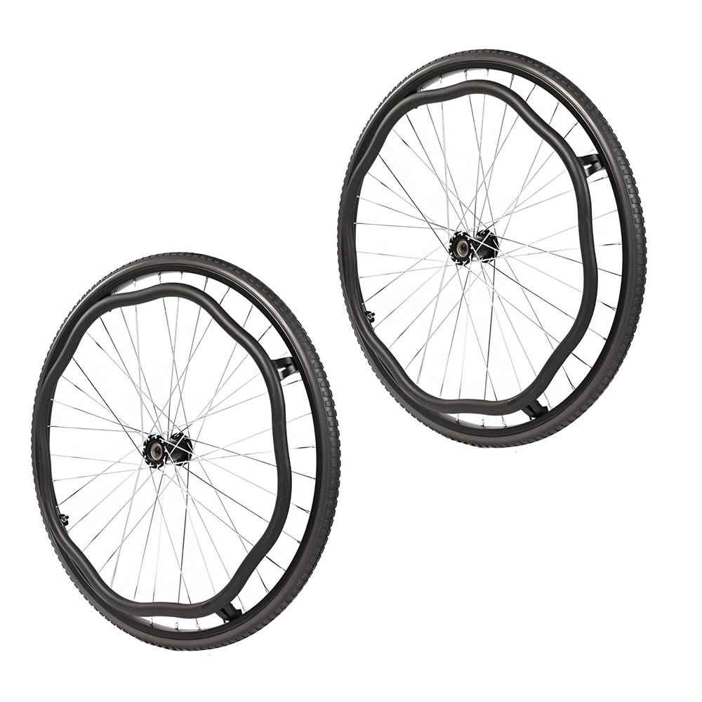 1 Pair of 24inch Wheelchair Rear Wheels, Wheelchair Wheel Replacement, Solid Tire, Manual Wheelchair Accessory, Bearing 12mm(1/2")