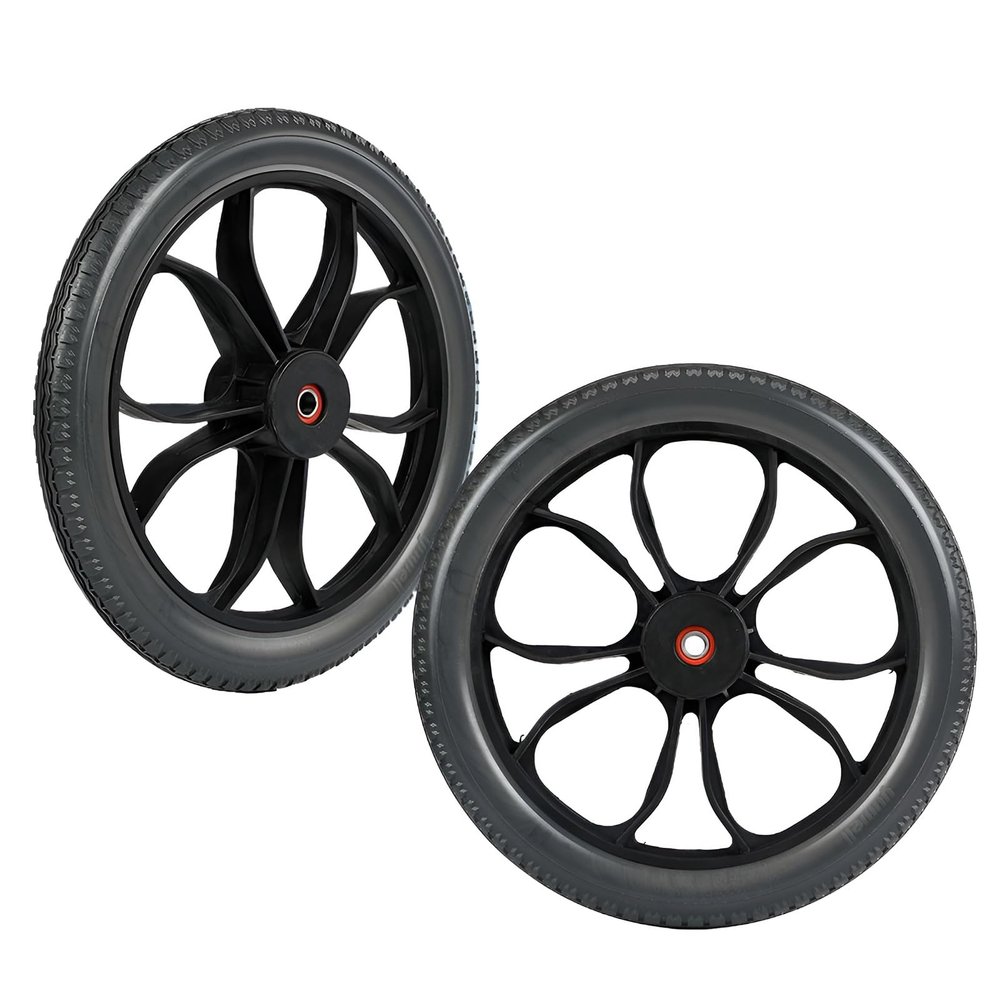 1 Pair 14inch Wheelchair Rear Wheel Replacement, Wheelchair Wheels, Solid Rubber Tires, Bearing 1/2", Manual Wheelchair Rear Wheel Accessory