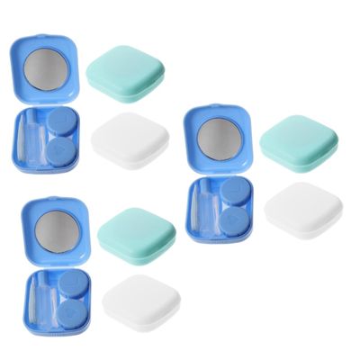 Healvian 9sets Travel Lens Box Contact-Lens Holder for Women Eye Lens Organizer Storage Case Lids Random Color