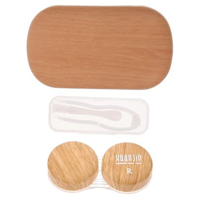 COLLBATH Box Portable Case for Eye Care Kit Holder Leather Wood Grain Design for Daily Use and Storage