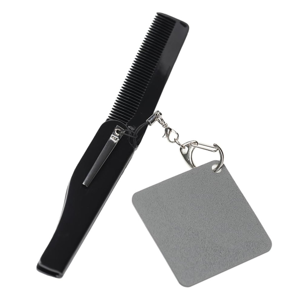 Beatifufu Folding Beard Comb Fine Tooth Comb Small Portable Pocket Keyring Mirror for Men Travel Grooming and Daily Use