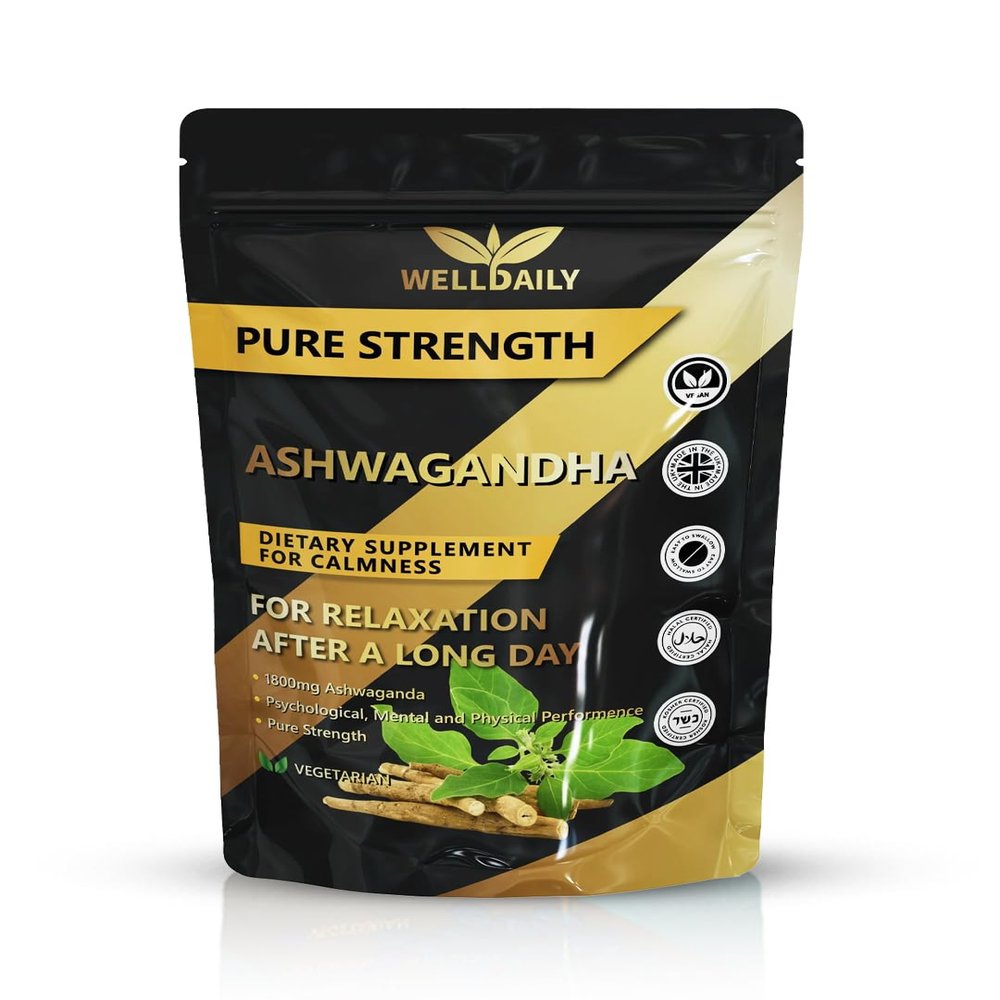 Pure Ashwagandha Root Extract 1800mg - Stress Relief, Sleep Support, Immunity Booster - Non-GMO, Easy to Swallow Vegan Tablets Fast Acting KSM-66 120 Tablets