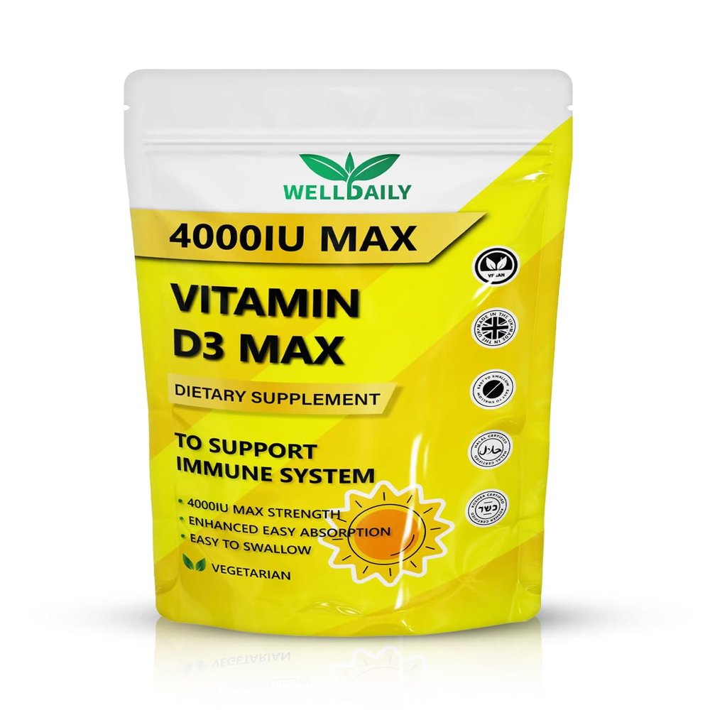 Vitamin D3 - D3 Vitamin 4000 Lu | 120 Tablets Max Vitamin D3 | Easy to Swallow High Strength Muscle & Bone Support Tablets | Halal & Kosher Vegan Tablets for Regulate Blood, Heart Function