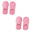 Healvian 2pairs Furry Stripes Floor Cleaning Mop Slippers Detachable Microfiber Bottom for Easy Cleaning Effortless Dust Pickup Without Bending over view 1