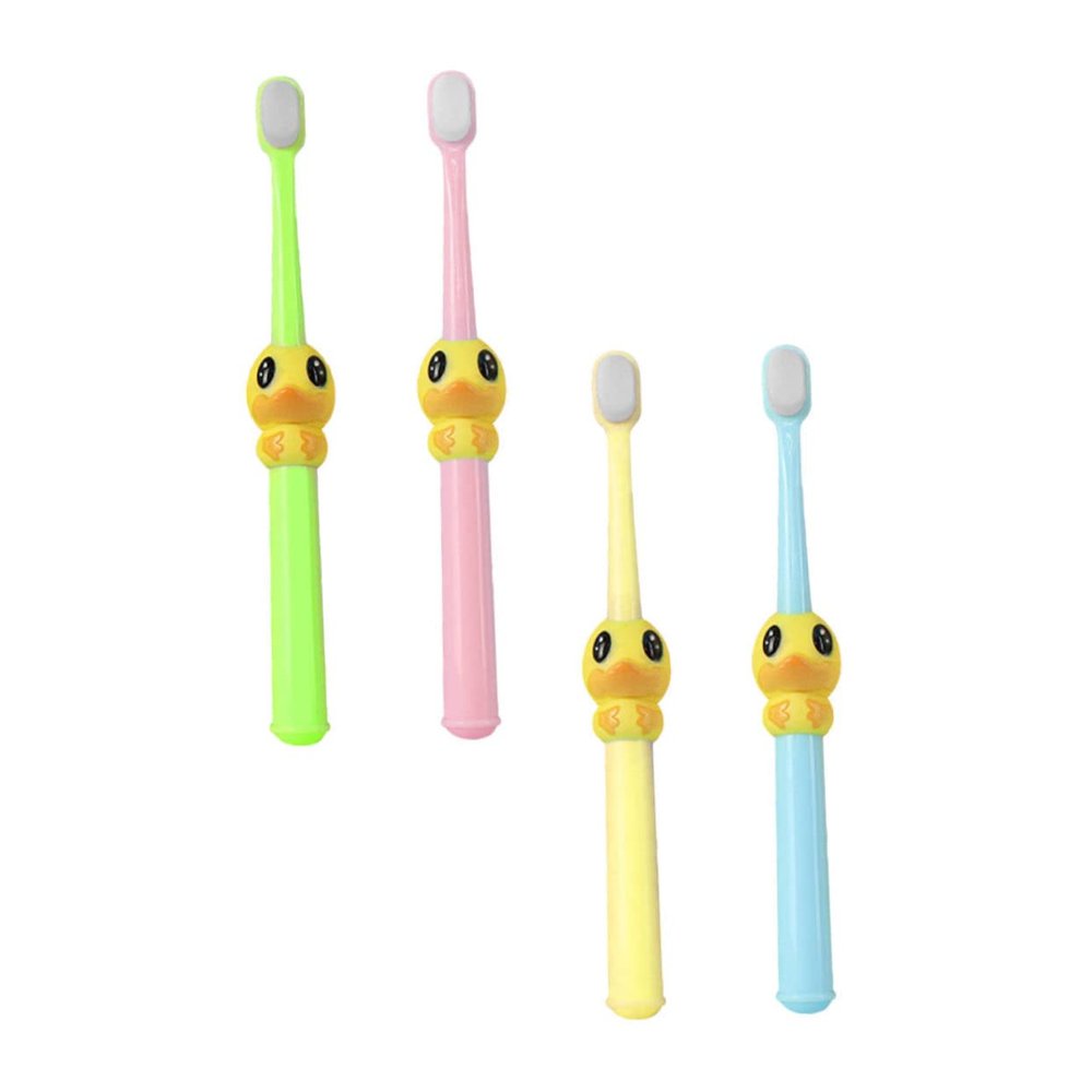 COLLBATH 4pcs Childrens Cartoon Bristle Toothbrush Set Soft Bristles Kids Tooth Cleaning Tool Ages 2-10 Baby Toothbrush Animal Design for Daily Oral Care