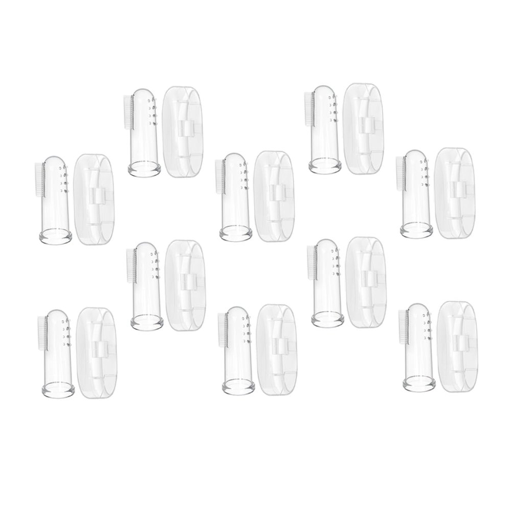 Anneome Baby Silicone Finger Toothbrush Set 10pcs with Case, Soft Bristles Teething Brush for Newborns and Toddlers, Baby Oral Massager for Teeth Cleaning and Oral Care