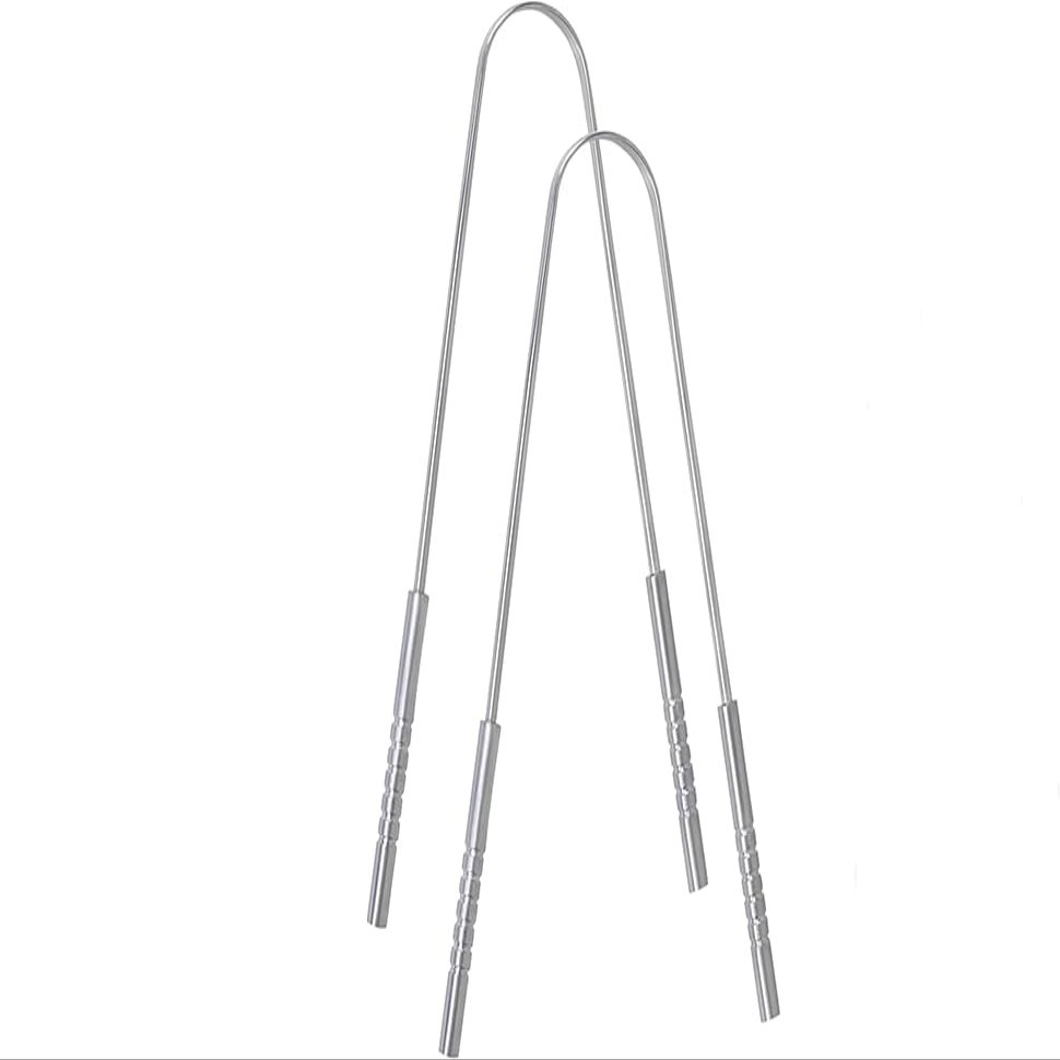 Abdul of Sialkot Tongue Cleaner for Hygiene,100% Stainless Steel for Oral CareTongue Scraper with Travel Case,Bad Breath Treatment Tongue Scraper for Adults (Pack of 2 Sliver)