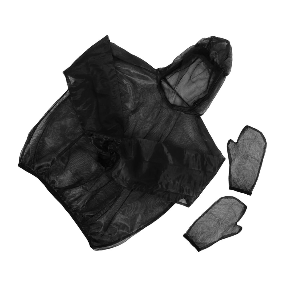 BCOATH 1 Set Outdoor Mesh Cloth with Gloves Lightweight Bug Protection Suit for Feeding Fishing Hiking and Camping Foldable and Portable