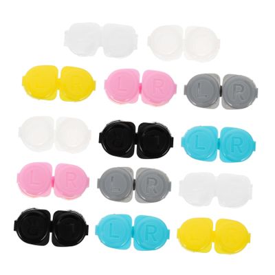 KOMBIUDA 14pcs Flip-top Plastic Eye Box Case Set, Press-Button Double Compartments Contact Organizer with Lid for Travel and Daily Storage