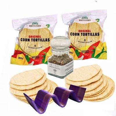 2 x 500 g Real Mexican Tortillas with Nixtamal Vegan, Gmo-Free, Gluten Free, Taco Holder 19 x 3 x 4 cm and Mexican Oregano Sun Dried 20 g