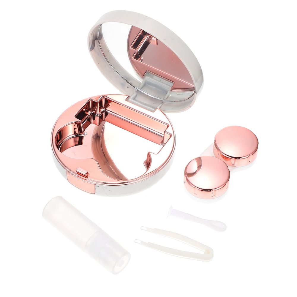 KOMBIUDA Marble Pattern Contact Lens Box Portable Storage Case for Daily Use Multi-Function Design Household Cosmetic Accessory