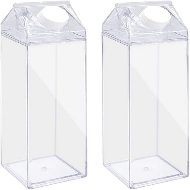 Fujolu 2 Pack 17oz Milk Carton Water Bottle