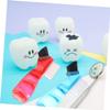 BCOATH Mini Denture Toothbrush 3pcs Set with Double-Sided Bristles, Small Multi-Functional Cleaning Brush for Oral Care at Home, Portable Denture Brush for Adults (red, Orange, Green view 2