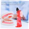 BCOATH Mini Denture Toothbrush 3pcs Set with Double-Sided Bristles, Small Multi-Functional Cleaning Brush for Oral Care at Home, Portable Denture Brush for Adults (red, Orange, Green view 3