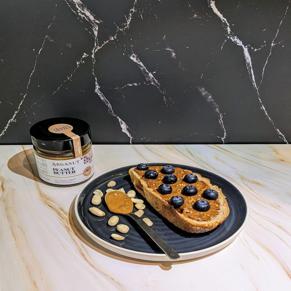 ArgaNut | Peanut Butter with Date Syrup & Sea Salt, Infused with Moroccan Argan Oil - 200g, Smooth & Creamy, High Protein & Fiber, No Additives, No Palm Oil