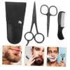 Beatifufu Beard Shears Kit with Stainless Steel Mustache Trimming Scissors and Comb 4pcs Set for Men Grooming at Home and Barbershop with Storage Bag view 1