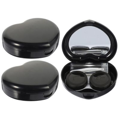 Anneome 3sets Travel Case for Contacts Lens Case Heart Shaped Lens Holder for Women