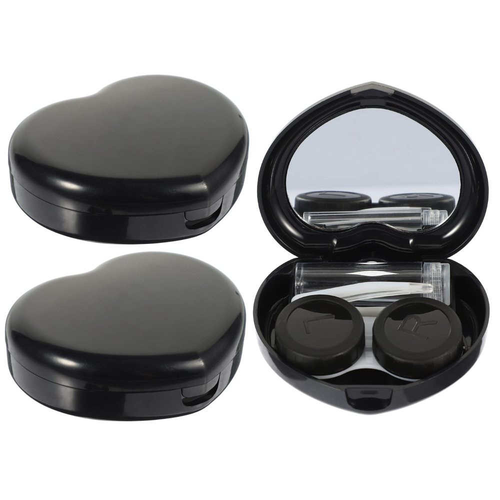 Anneome 3sets Travel Case for Contacts Lens Case Heart Shaped Lens Holder for Women