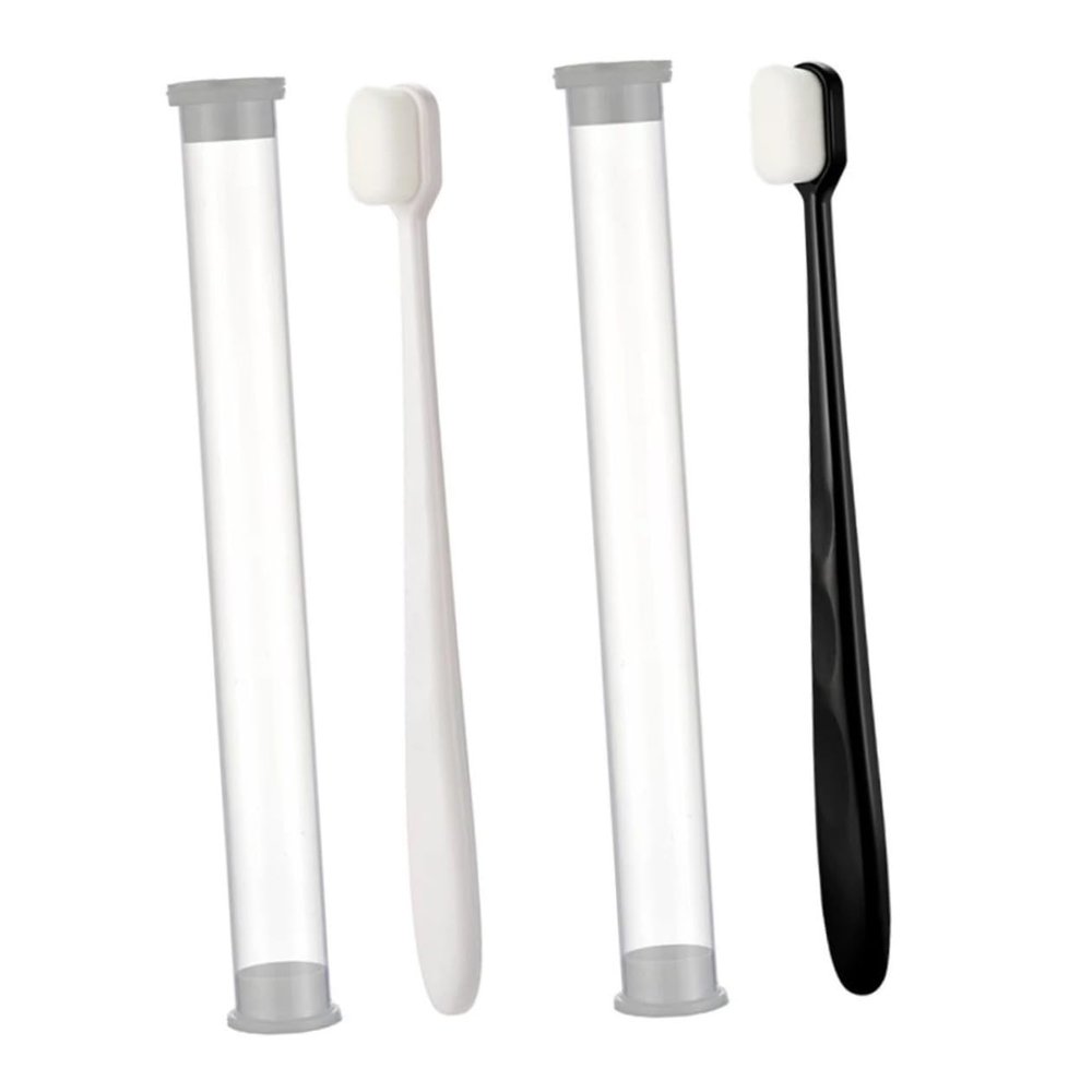 Anneome Micro-Nano Soft Bristle Toothbrush Set 4pcs with Supple Black White Heads, Ultra-fine Bristles for Adults Oral Cleaning and Maternal Dental Care