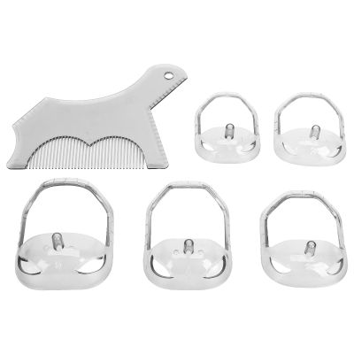 ANKROYU Beard Shaping Styling Tool, ABS Men Beard Shaping Tool, Beard Shaping Comb, Beard Shaper Template, Beard Shaping Tool with Comb for Beard Shaping (Transparent)