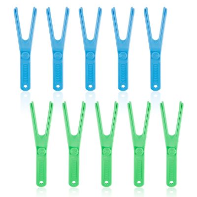 FUIPVGI 10 Pcs Dental Floss Holder, Floss Handle Holder Tooth Floss Holder Interdental Cleaner for Oral Teeth Clearing