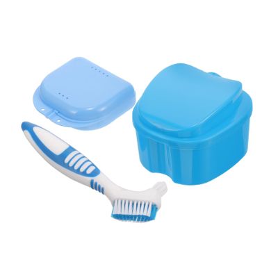 Healvian Denture Case Set with Toothbrush for Travel and Home, Mouth Guard Box, Sturdy Orthodontic Retainer Storage Container for Women and Men
