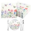 100 Pcs Floral Paper Napkins,Floral Cocktail Napkins Paper 2 Ply (6.5x6.5") Disposable Paper Butterfly Wild Flower Dessert Napkin,Floral Napkins for Tableware Party Supplies view 1