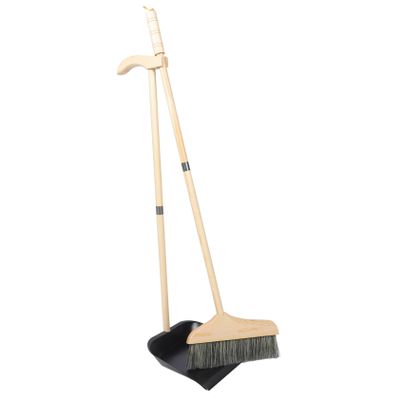 PLAFOPE Broom and Dustpan Set Long Handle Dustpan Brush for Home Indoor Floor Cleaning Lightweight with Bristle Broom for Kitchen Lobby Housewarming