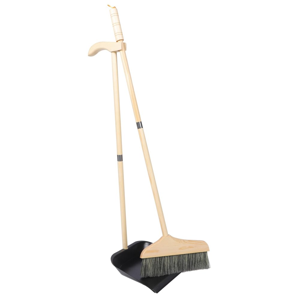 PLAFOPE Broom and Dustpan Set Long Handle Dustpan Brush for Home Indoor Floor Cleaning Lightweight with Bristle Broom for Kitchen Lobby Housewarming