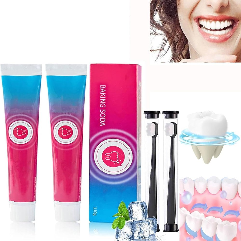 Baking Soda Toothpaste Oral Care, 2024 New Baking Soda Toothpaste, Teeth Whitening Toothpaste, Stain Removal & Whitening Toothpaste, Deep Cleaning, Fresh Breath (15cm, 2pcs)