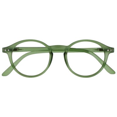 OPULIZE REY Reading Glasses - Retro Round Frame - Matt Green - Mens Womens - Spring Hinges - R56-6 - +2.50