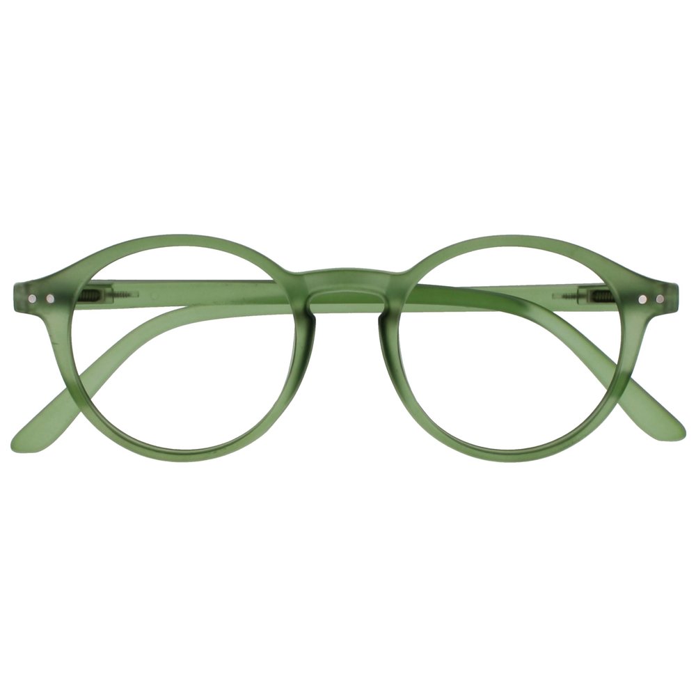 OPULIZE REY Reading Glasses - Retro Round Frame - Matt Green - Mens Womens - Spring Hinges - R56-6 - +2.50