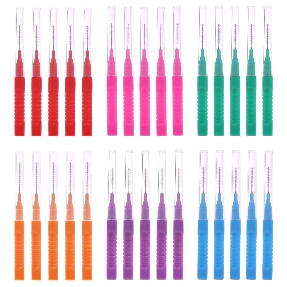 YPYMOD 30 Pcs Interdental Brushes, Teeth Cleaner, Tooth Cleaning Tool for Cleaning Gaps Between Teeth(6 Colors)