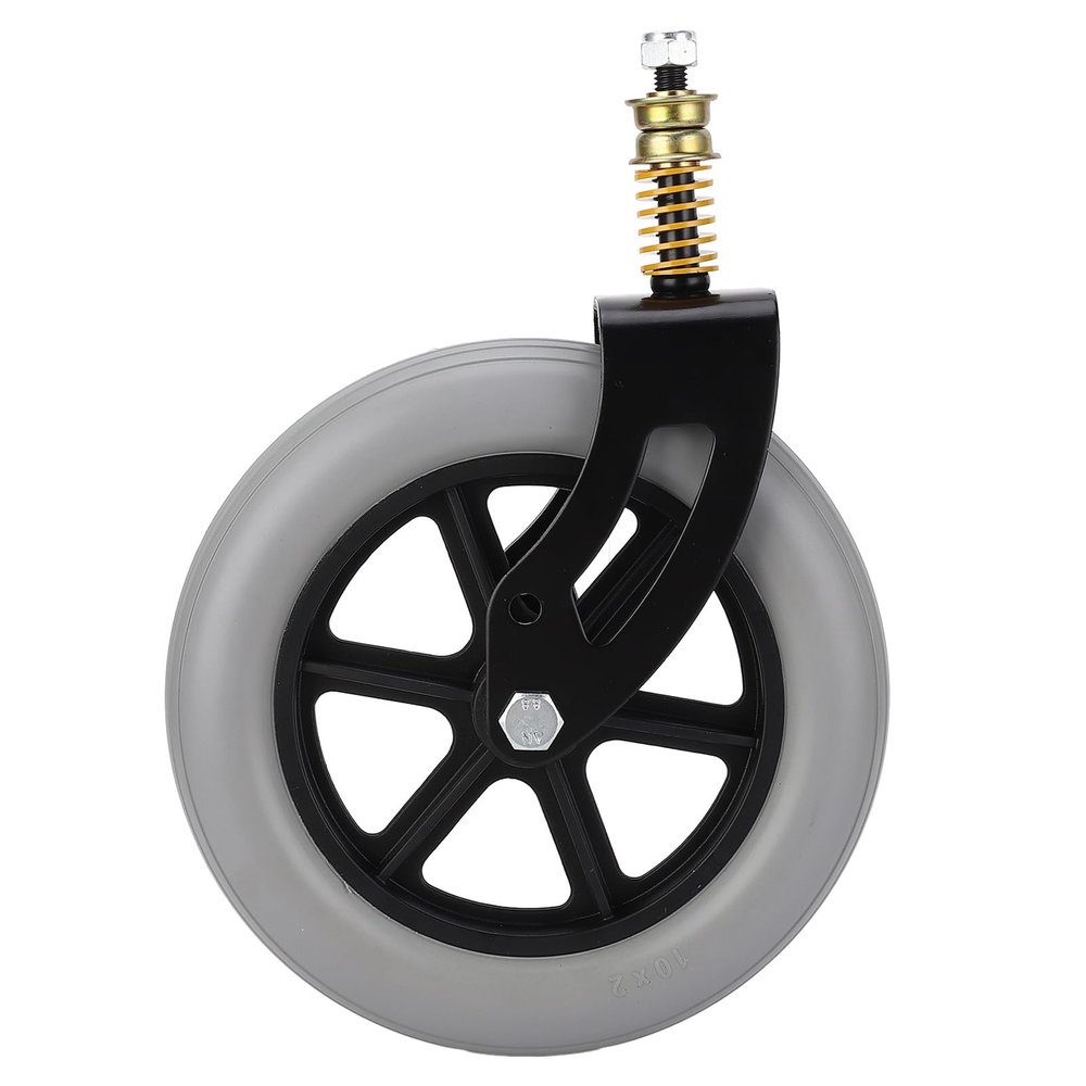 10x2in Wheelchair Caster Assembly, PU Hub, Solid Wheel, Shock Absorption for Elderly, Disabled, PVC, Stainless Steel