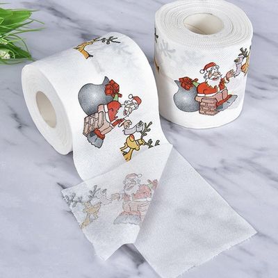 for HPLIVE 1 Roll Paper Roll Christmas Pattern Paper Prints Funny Toilet Paper Accessories for Christmas Decoration (A)