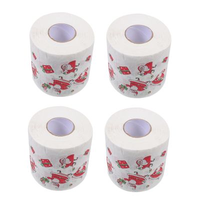 Anneome 4rolls Box of Christmas Themed Toilet Paper Xmas Pattern Toilet Tissue Dinner Napkin