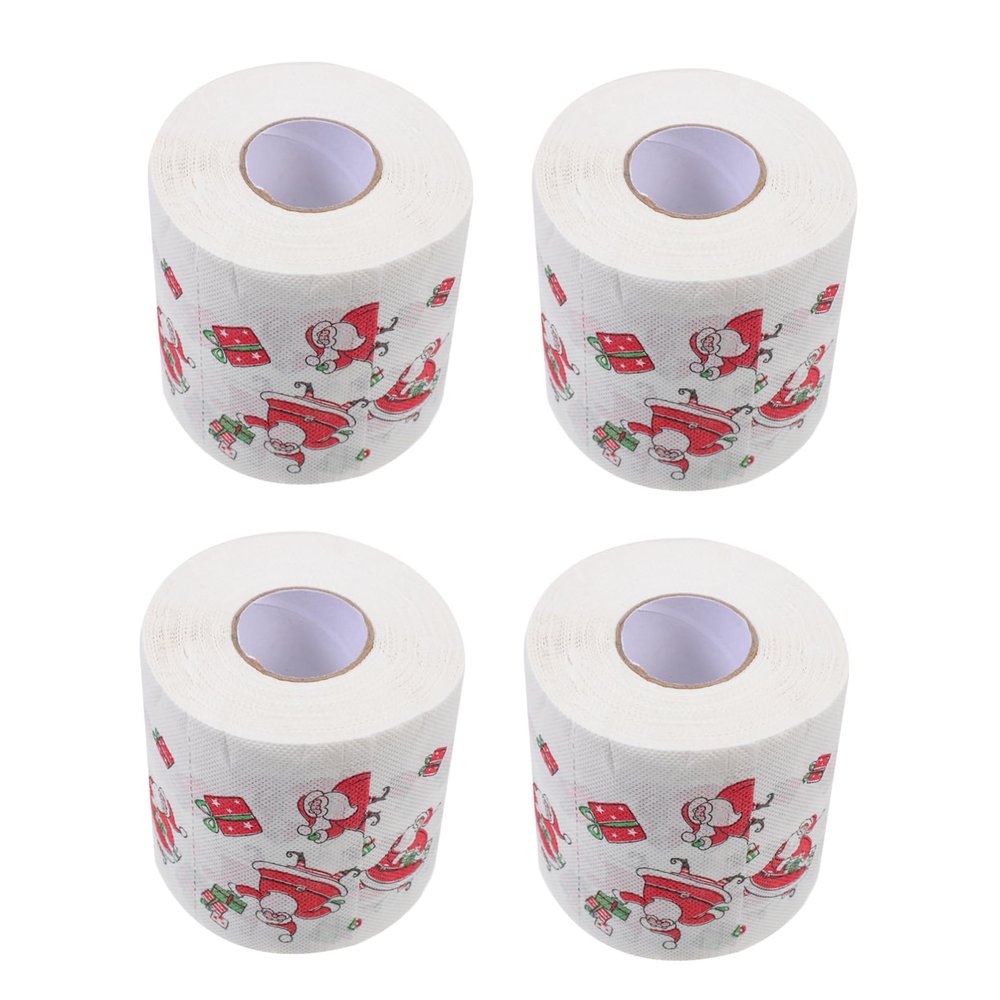 Anneome 4rolls Box of Christmas Themed Toilet Paper Xmas Pattern Toilet Tissue Dinner Napkin