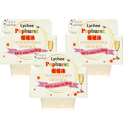 Starry Mart Popping Tapioca Pearls Bubbles for Bubble Tea, Cocktails, Dessert Topping, Smoothie 130g - Lychee (Pack of 3)