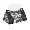 Cat Wearing Hat and Bow Tie Tissue Box Cover, Tissue Box Holder, Tissue Holders Decorative Organizer for Home Decor, Tabletop and Car view 1