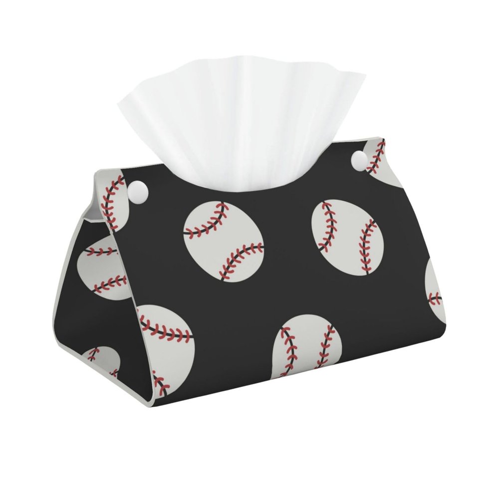 Doodle Baseball Pattern Tissue Box Cover, Tissue Box Holder for Tabletop Desk, Decorative Box Covers, Accessories for Home Car Office
