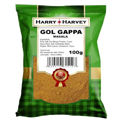 Harry Harvey Gol Gappa Masala 100g - Pani Puri - Masala - Water - Indian Waterballs Spice Mix Flavour - Make 1200ml