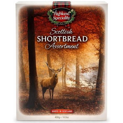 Highland Speciality Traditional Shortbread Selection 400g - Luxury Scottish Stag Design Box - Traditional Christmas Biscuit Gift - Product of Scotland