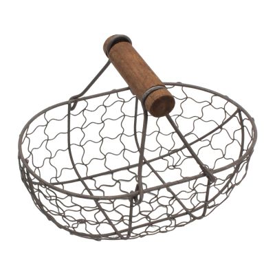 Chicken Egg Basket, Bread Basket, Wire Basket, Picnic Storage Basket in Farmhouse Design, Comfortable Handle, Holds 12 Eggs for Kitchen, Dining Room, Living Room, Egg Holder, Iron Basket