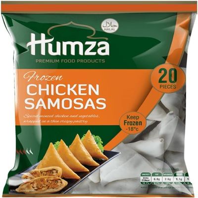 Humza's Chicken Samosa 20's 650G, Wrapped in a thin Crispy Pastry Frozen Samosa Easy Cook Crispy and Ideal Snacks for All Time (20's (Pack of 2), Chicken Samosa)