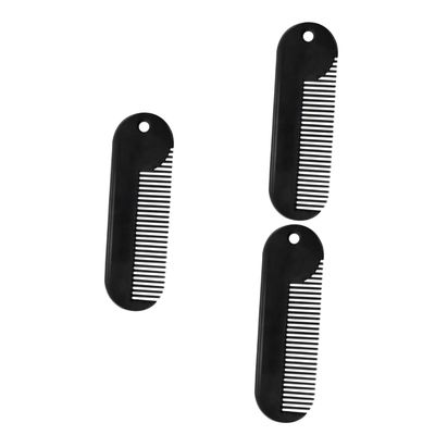 WOONEKY 3pcs Zinc Alloy Beard Comb Portable Sturdy Hair Styling Tool for Men Compact Design for Easy Grooming and Combing for Neckline and Line Black