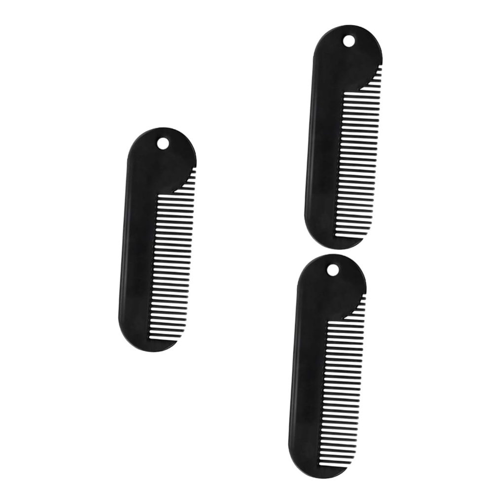 WOONEKY 3pcs Zinc Alloy Beard Comb Portable Sturdy Hair Styling Tool for Men Compact Design for Easy Grooming and Combing for Neckline and Line Black